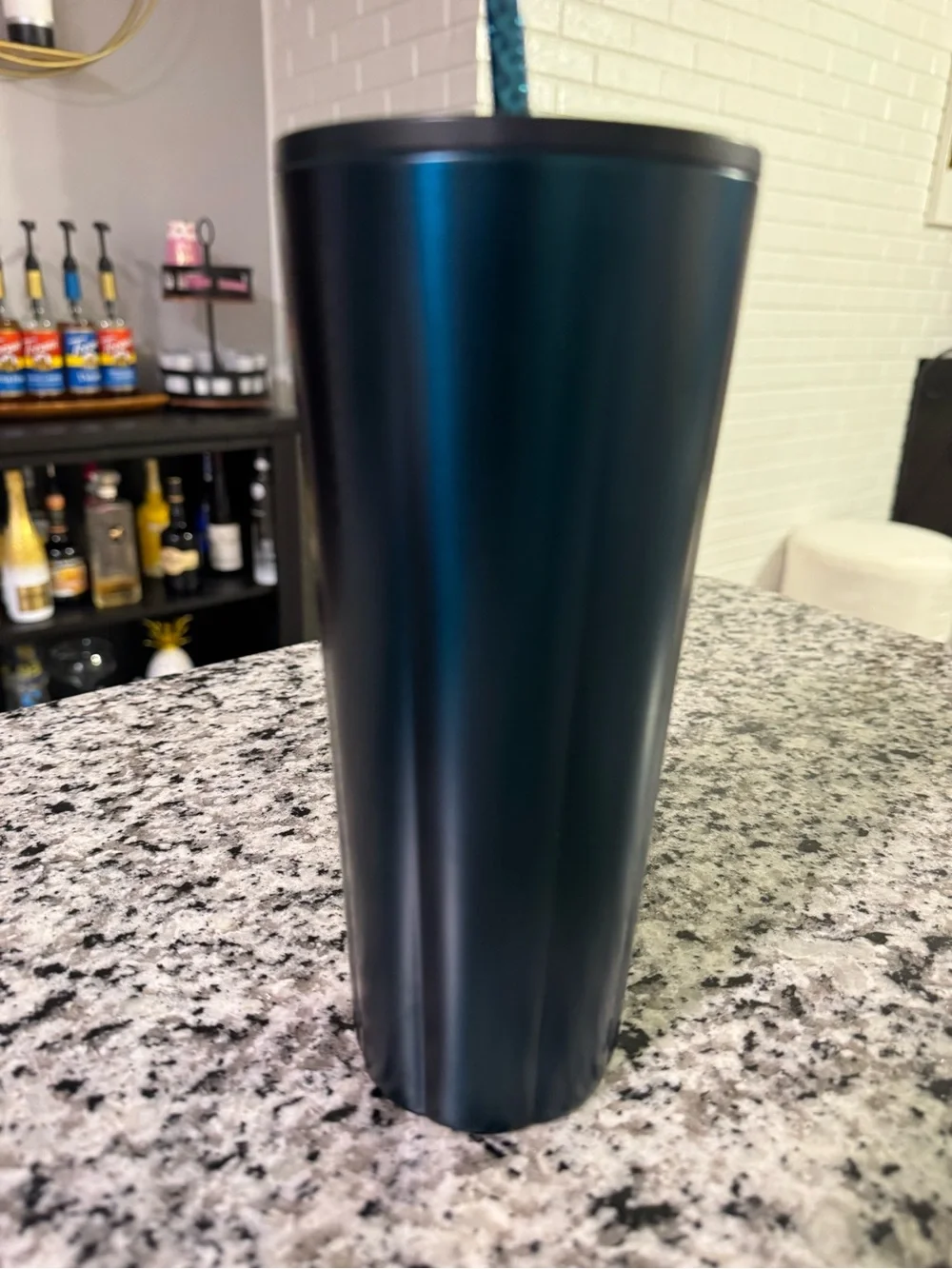 Starbucks Iridescent Teal-Blue Stainless Tumbler with Straw